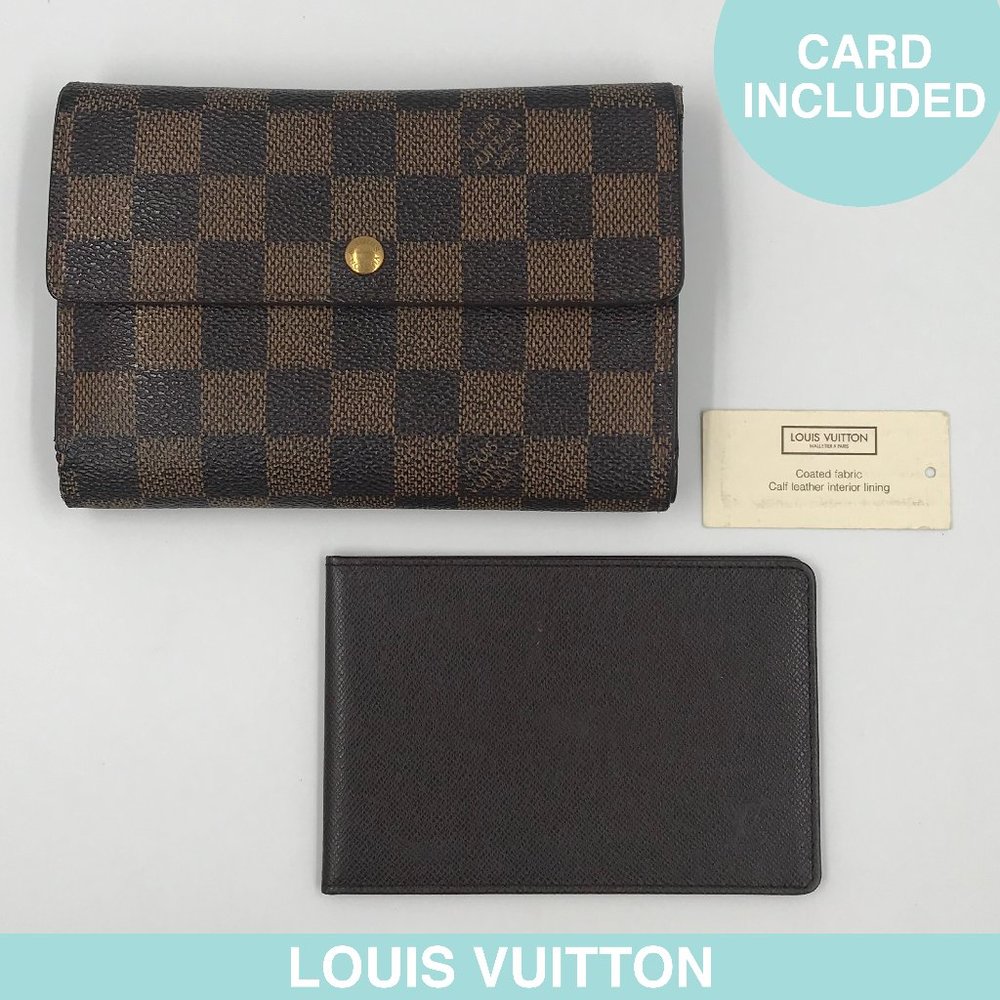 Auth Louis Vuitton Damier tri-fold wallet N61202